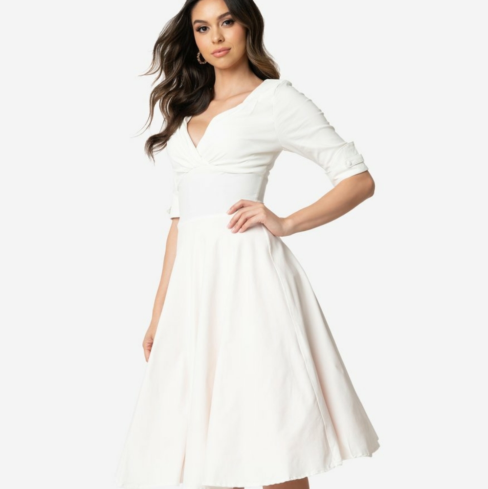 Unique Vintage Dolores Swing Dress White S